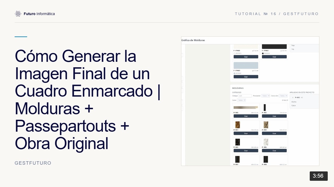 Portada del tutorial: Cómo generar la imagen final de un cuadro enmarcado, con el catálogo gráfico de molduras