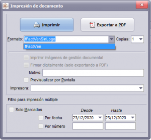 Programas de facturación, opciones para imprimir