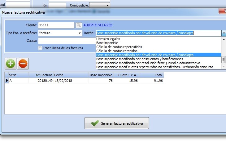 Hacer una factura rectificativa en el software para talleres