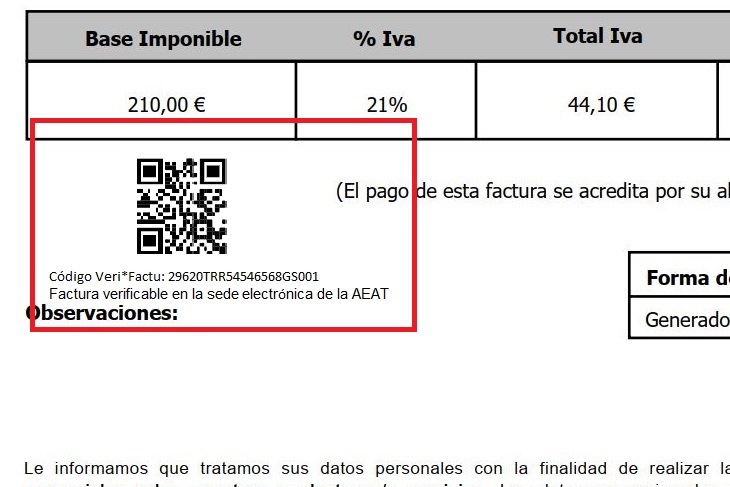 Factura del sistema VeriFactu