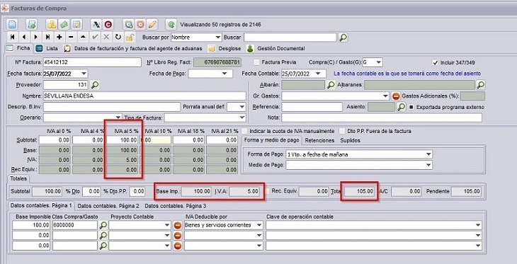 Como poner el IVA al 5% para las facturas de electricidad en el software de gestión