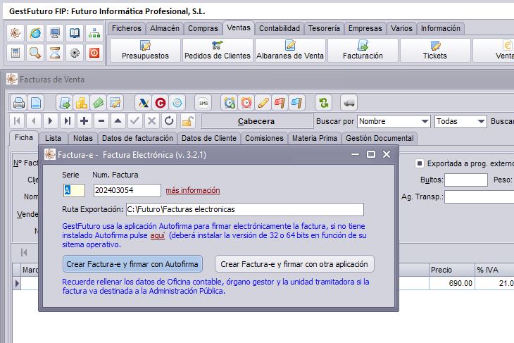 Emisión de factura electrónica desde software de gestion